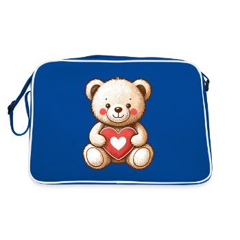 OURS EN PELUCHE, OURS EN PELUCHE, PELUCHE, CÂLIN, COEUR DOUX - Sac Retro - bleu/blanc - Dos