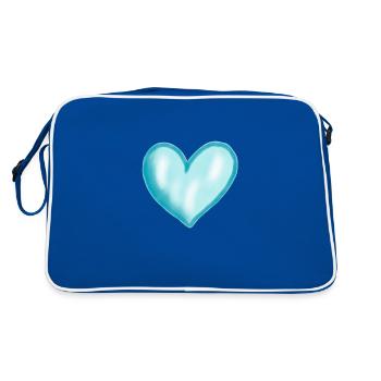 Heart blue light blue gift idea love in love - Retro Bag - blue/white - Back
