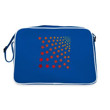 Sterne rot orange gelb GEschenkidee - Retro Tasche - Blau/Weiß - Hinten