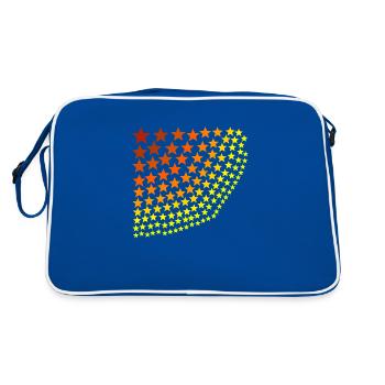 Sterne rot orange gelb Geschenkidee - Retro Tasche - Blau/Weiß - Hinten