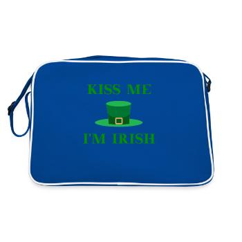 Kiss me, I'm Irish Kobold Hut Geschenkidee Irland - Retro Tasche - Blau/Weiß - Hinten