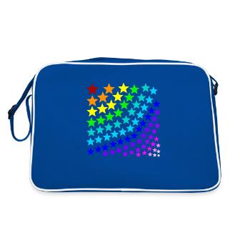Regenbogen Sterne Geschenkidee bunt - Retro Tasche - Blau/Weiß - Hinten