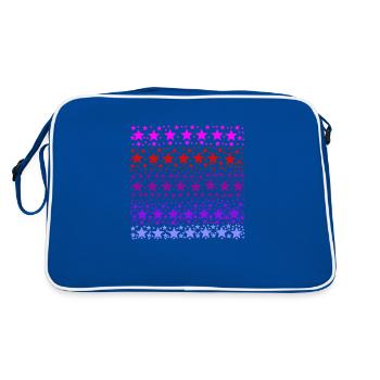 Stars Red Pink Purple Lavender Gift Idea - Retro Bag - blue/white - Back