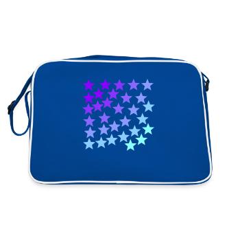 Etoiles violet turquoise lavande bleu clair idée cadeau - Sac Retro - bleu/blanc - Dos