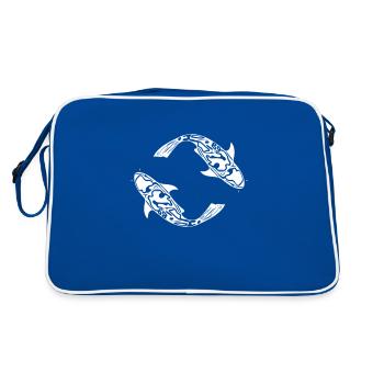 Deux poissons de carpe Koi Vector - Sac Retro - bleu/blanc - Dos