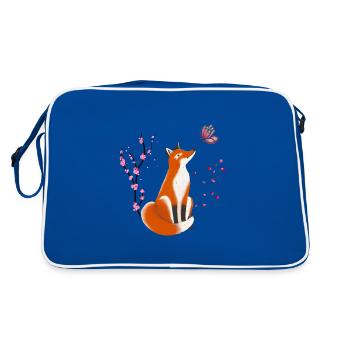 Fox Animal Fox with Flowers and Butterflies - Retro Bag - blue/white - Back