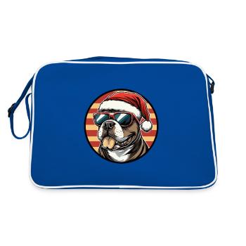 Pit Dog Terrier Christmas X-mas - Retro Bag - blue/white - Back