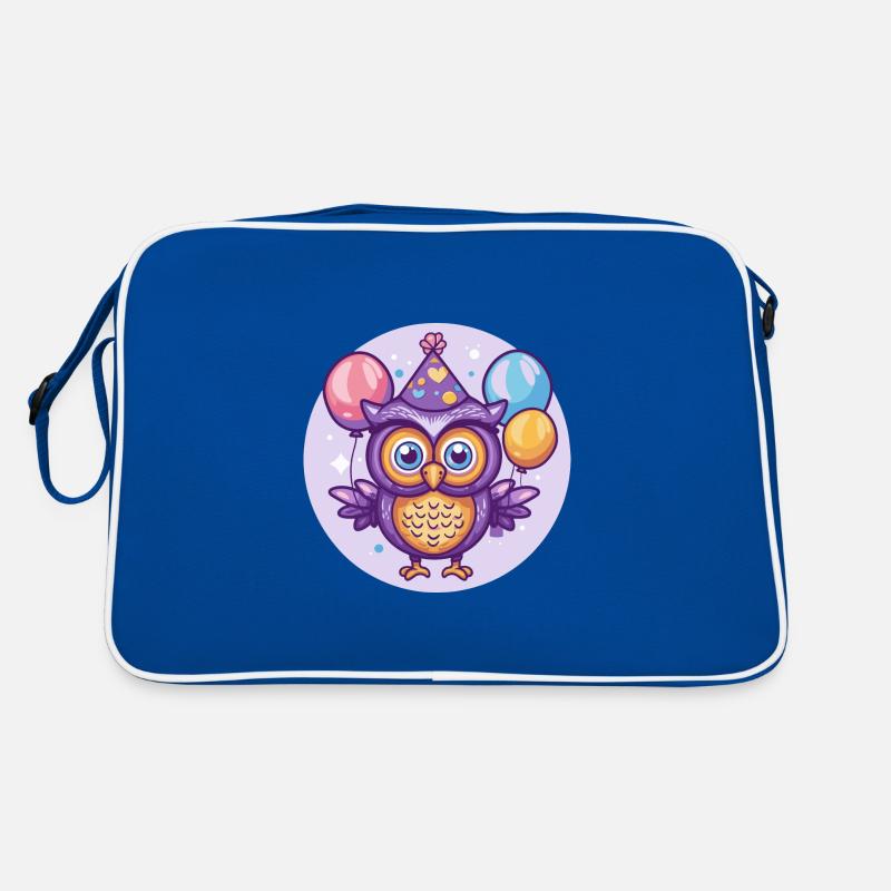 Eule Geburtstag Comic - Retro Tasche - Blau/Weiß