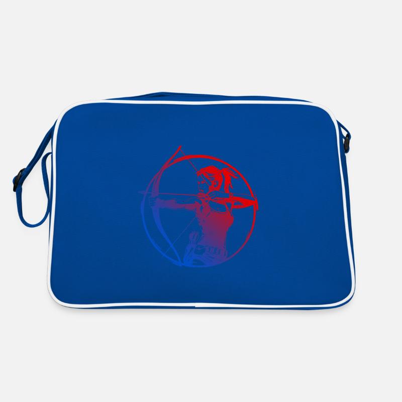 Bogenschießen Silhouette Bunt Retro Tasche