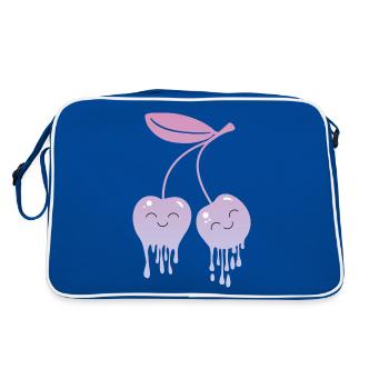 Schmelzende Kirschen Kawaii - Retro Tasche - Blau/Weiß - Hinten