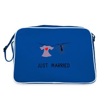 JUST MARRIED. MARRIED. ES LEBE DIE EHE - Retro Tasche - Blau/Weiß - Hinten
