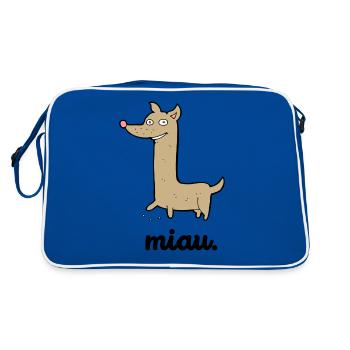 Lustiger Hund | Miau Hunde Design | Geschenkidee - Retro Tasche - Blau/Weiß - Hinten
