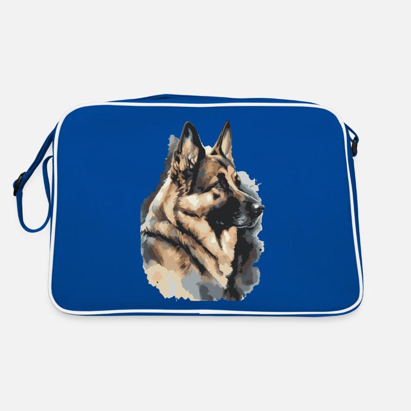 Deutscher Schäferhund Wasserfarben - Retro Tasche - Blau/Weiß