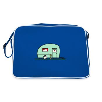 caravan. camping. retirement. holiday. journey - Retro Bag - blue/white - Back