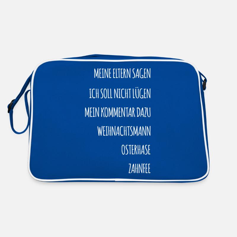 Lustiger Spruch - Retro Tasche - Blau/Weiß