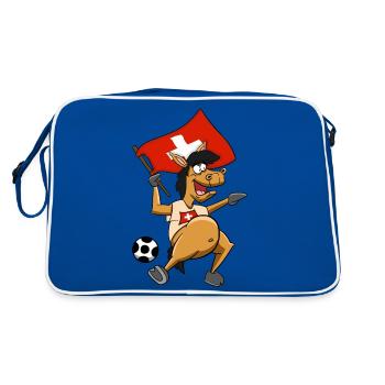 Fan Pferd Schweiz - Retro Tasche - Blau/Weiß - Hinten