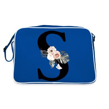 Tropical Floral Letter S - Retro Bag - blue/white - Back