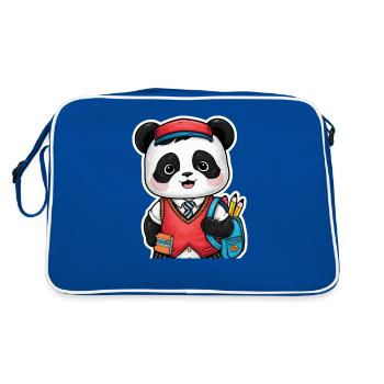 Kawaii panda wearing traditional school uniform - Retro Bag - blue/white - Back