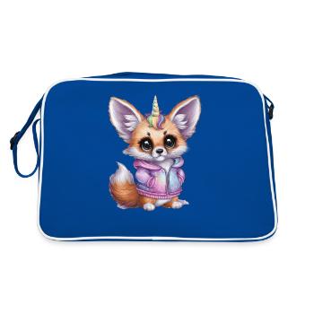 Fennek Renard du désert avec tenue de licorne cool - Sac Retro - bleu/blanc - Dos