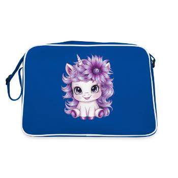 Licorne Kawaii aux fleurs violettes - Sac Retro - bleu/blanc - Dos