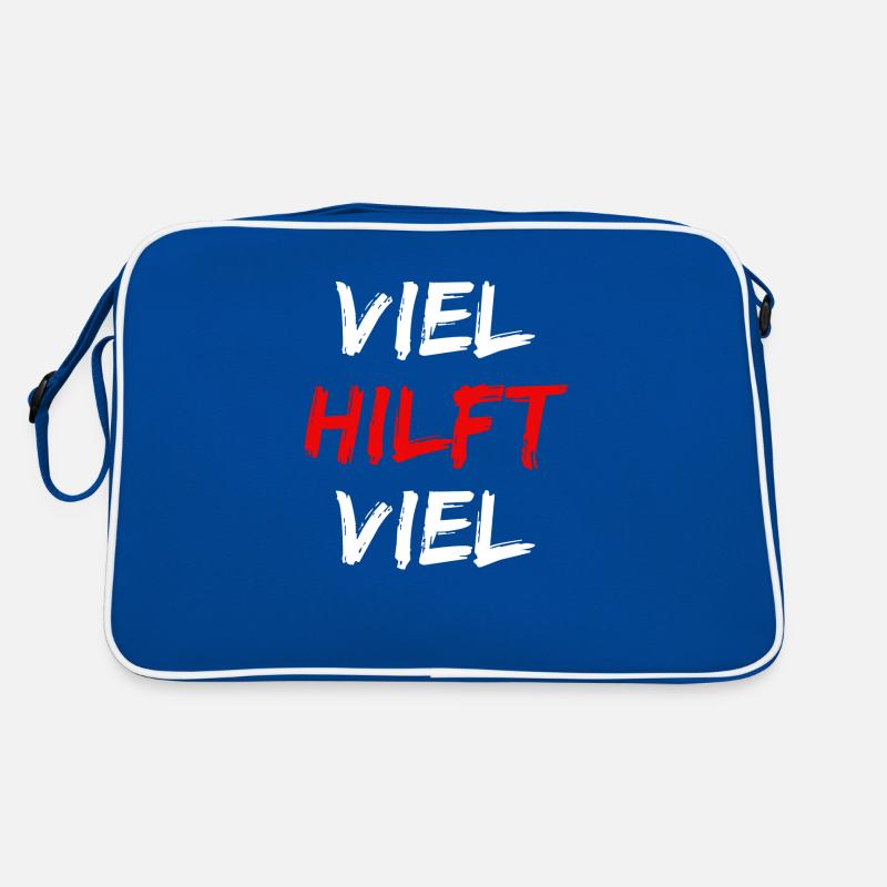 viel hilft viel - Retro Tasche - Blau/Weiß