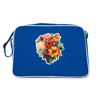 Blumenstrauß bunt - Retro Tasche - Blau/Weiß - Hinten