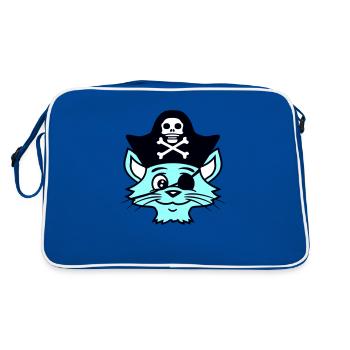 Cute Pirate Cats Buccaneer Eye Patch Hat Costume - Retro Bag - blue/white - Back