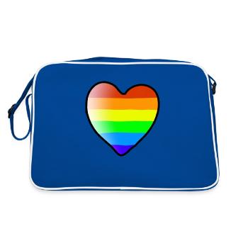 Regenbogen Herz bunt Geschenkidee LGBT - Retro Tasche - Blau/Weiß - Hinten