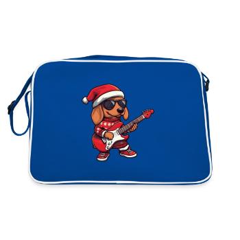 Teckel chien Noël Rocker Guitare Teckel - Sac Retro - bleu/blanc - Dos