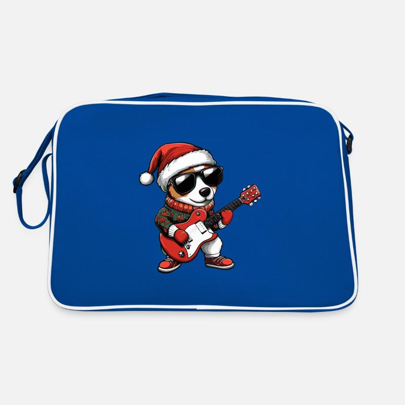 Jack Russel Terrier Chien Noël Rocker Gitarr Sac Retro