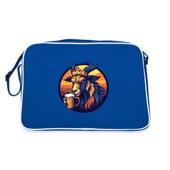 Bergziege Bier Comic - Retro Tasche - Blau/Weiß - Hinten