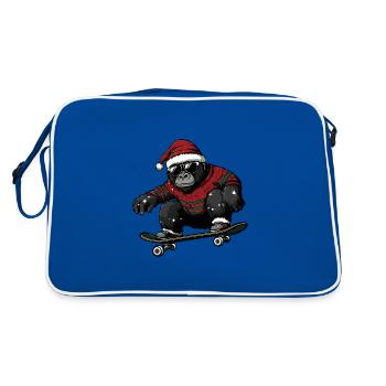 Gorilla Christmas Funny - Retro Bag - blue/white - Back