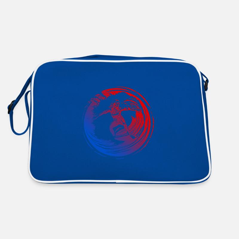 Silhouette de surfeur coloré Sac Retro