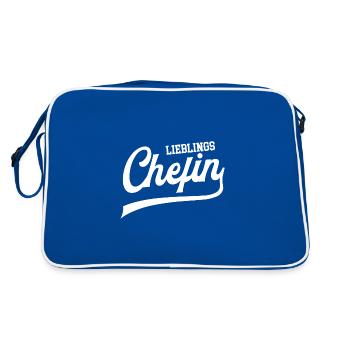 Lieblingschefin Beste Chefin Lieblings Vorgesetzte - Retro Tasche - Blau/Weiß - Hinten