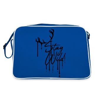 gouttes de graffitis bois de cerf désert design séjour - Sac Retro - bleu/blanc - Dos