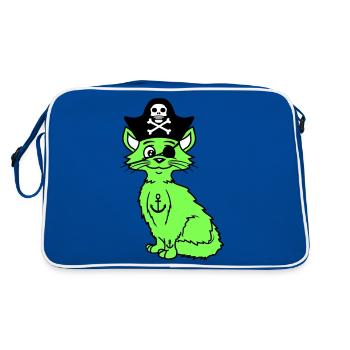 Cute Pirate Cats Buccaneer Eye Patch Hat Costume - Retro Bag - blue/white - Back