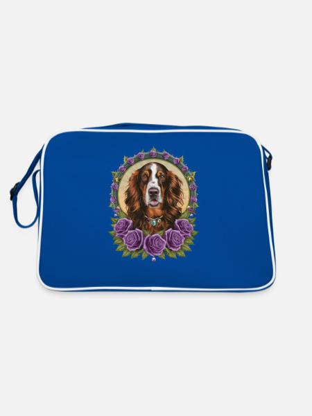 Bande dessinée Setter irlandais avec des roses - Sac Retro - bleu/blanc - Dos