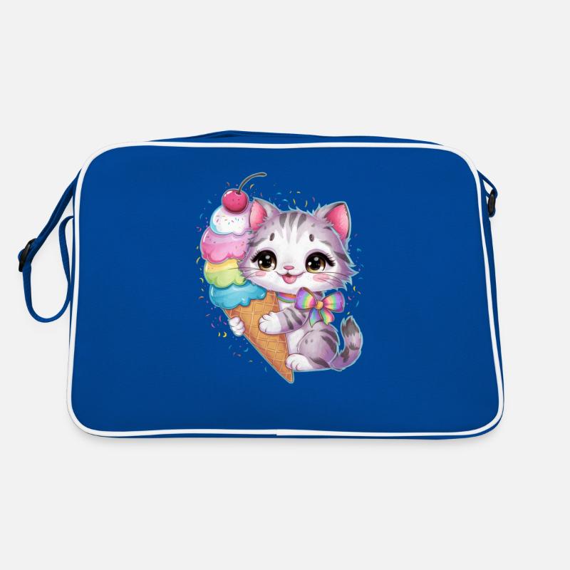 Cute cartoon cat loves waffle cream Retro Bag