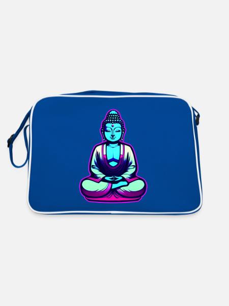 Bouddha coloré en position de yoga - Sac Retro - bleu/blanc - Dos