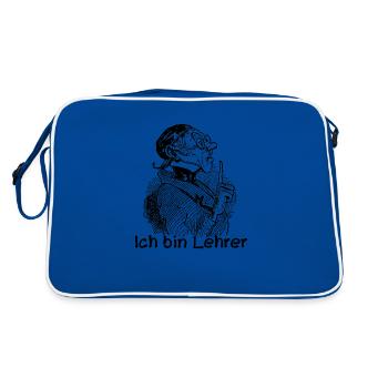 Ich bin Lehrer Wilhelm Busch Lehrer Lämpel - Retro Tasche - Blau/Weiß - Hinten