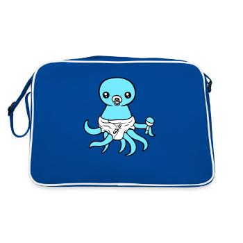 Octopus Bébé Hochet Couche Sucette Enfant Né - Sac Retro - bleu/blanc - Dos
