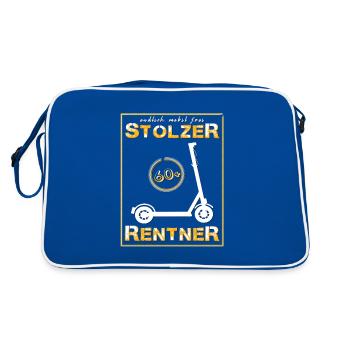 stolzer Rentner Scooter - Retro Tasche - Blau/Weiß - Hinten