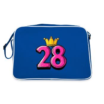 28 Nombre Couronne - Sac Retro - bleu/blanc - Dos