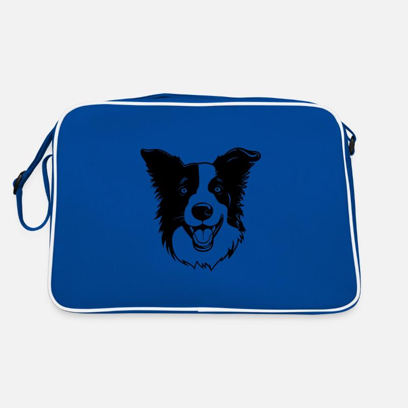 Border Collie Hund Kopf Retro Tasche