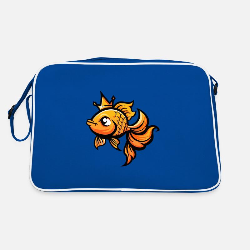Goldfische Comic Krone - Retro Tasche - Blau/Weiß