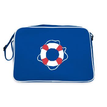 Lifebuoy Harbour Beach Graphic / Illustration - Retro Bag - blue/white - Back