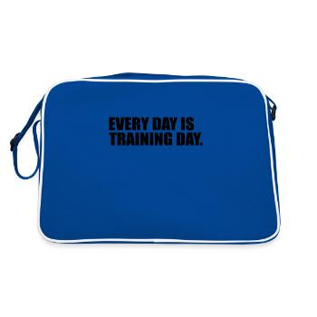 Jeden Tag ist Trainingstag Zitat - Retro Tasche - Blau/Weiß - Hinten