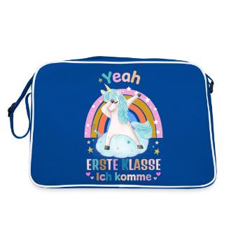 École, Première Année avec Licorne - Sac Retro - bleu/blanc - Dos