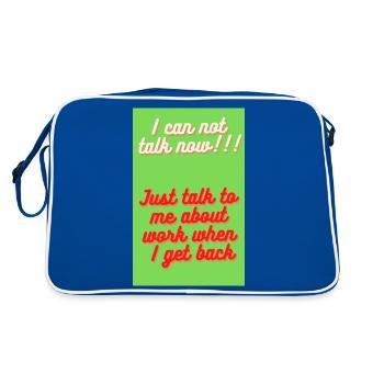 ICH KANN JETZT NICHT REDEN NUR MIT MIR ÜBER - Retro Tasche - Blau/Weiß - Hinten
