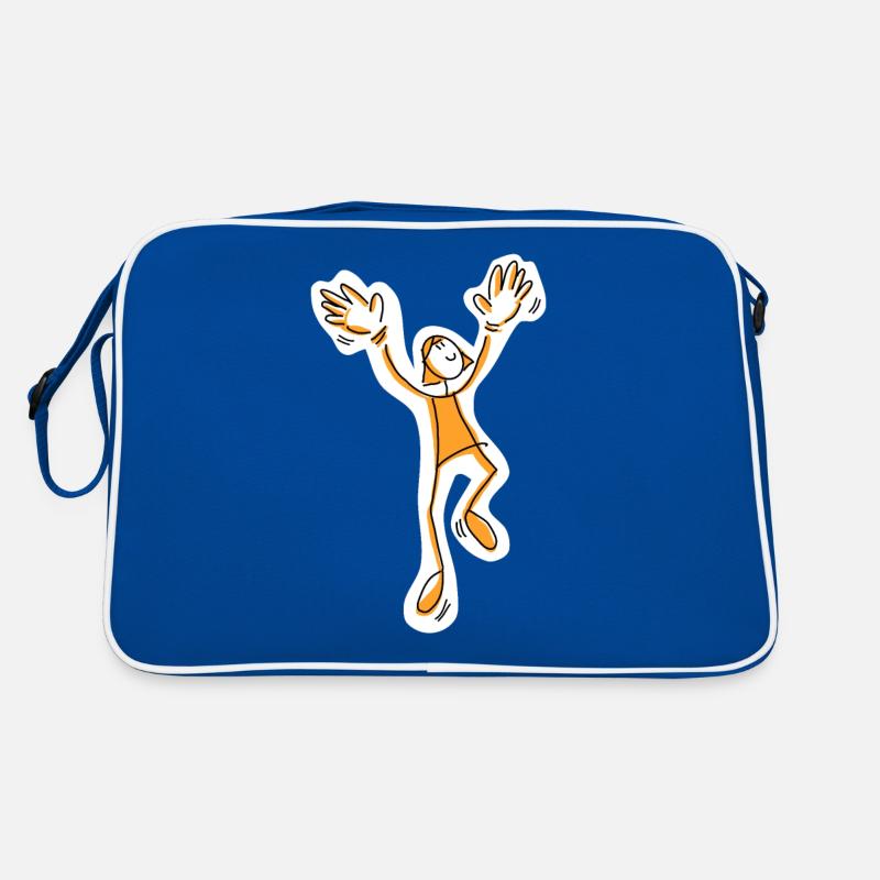 Cheering means celebrating, hopping, laughing - Retro Bag - blue/white